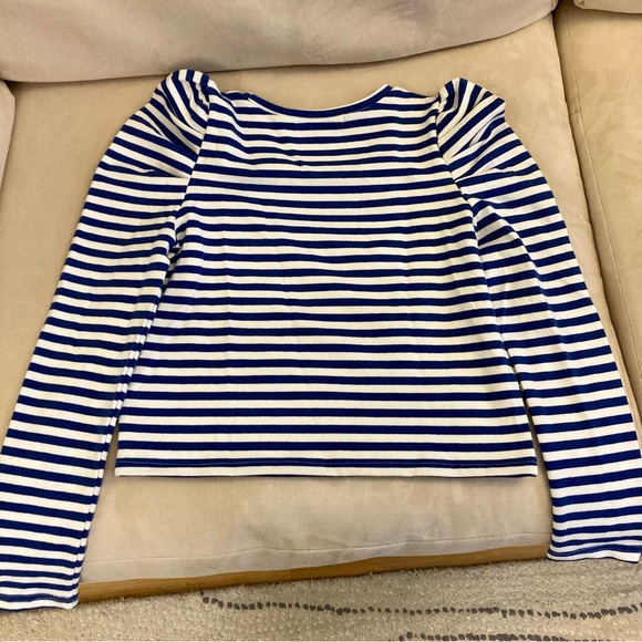 Rebecca Minkoff Striped Crop Lightweight Sweatshirt Top - Picture 6 of 6